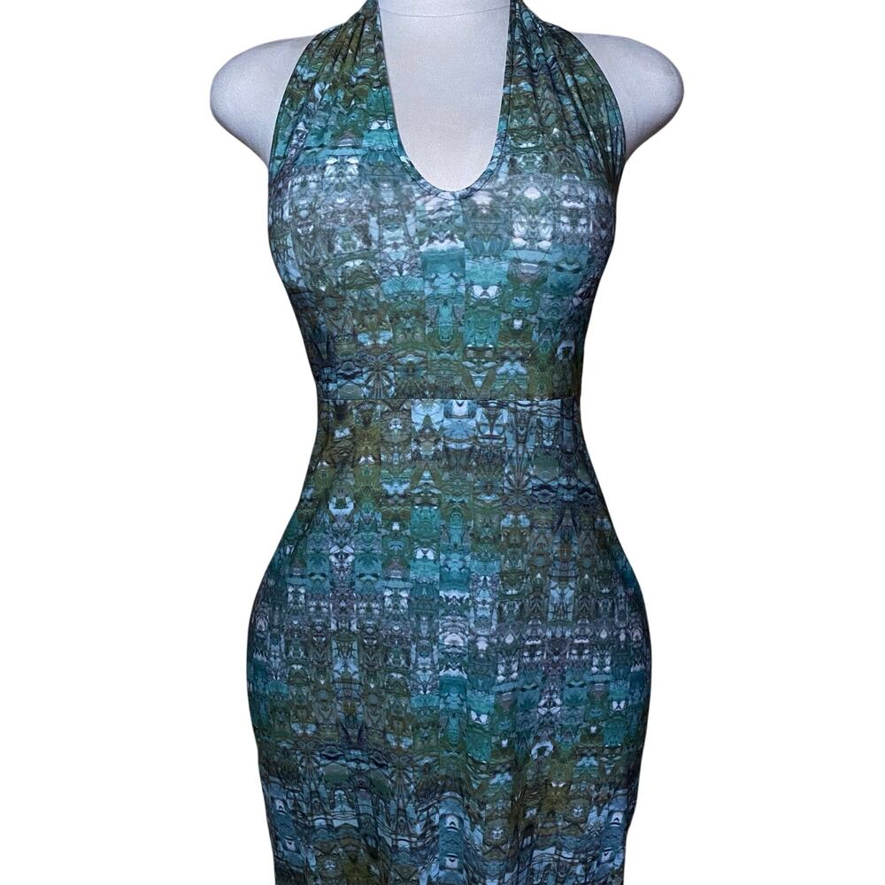 Boho Coastal Chic Viereck Microfiber Fitted Racerback Summer Maxi Dress Sundress